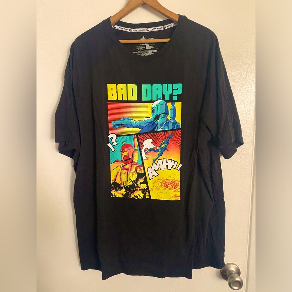 Star Wars Mandalorian Comic, Bad Day Graphic T-Shirt! Size Large! 100% Cotton